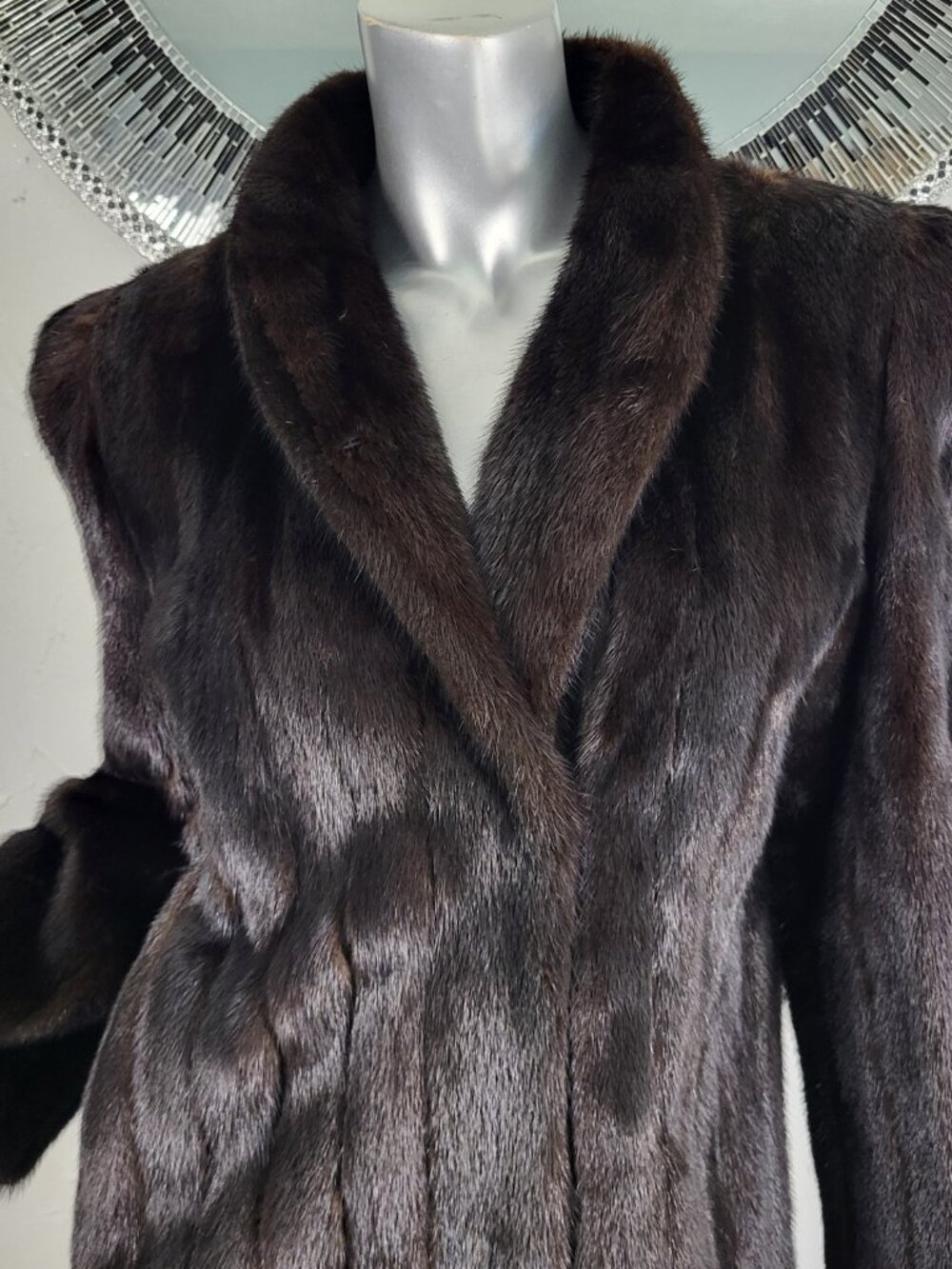 $5000 APPRAISAL~L~VINTAGE BROWN RANCH GENUINE REAL FULL LENGTH MINK FUR COAT - Picture 8 of 16